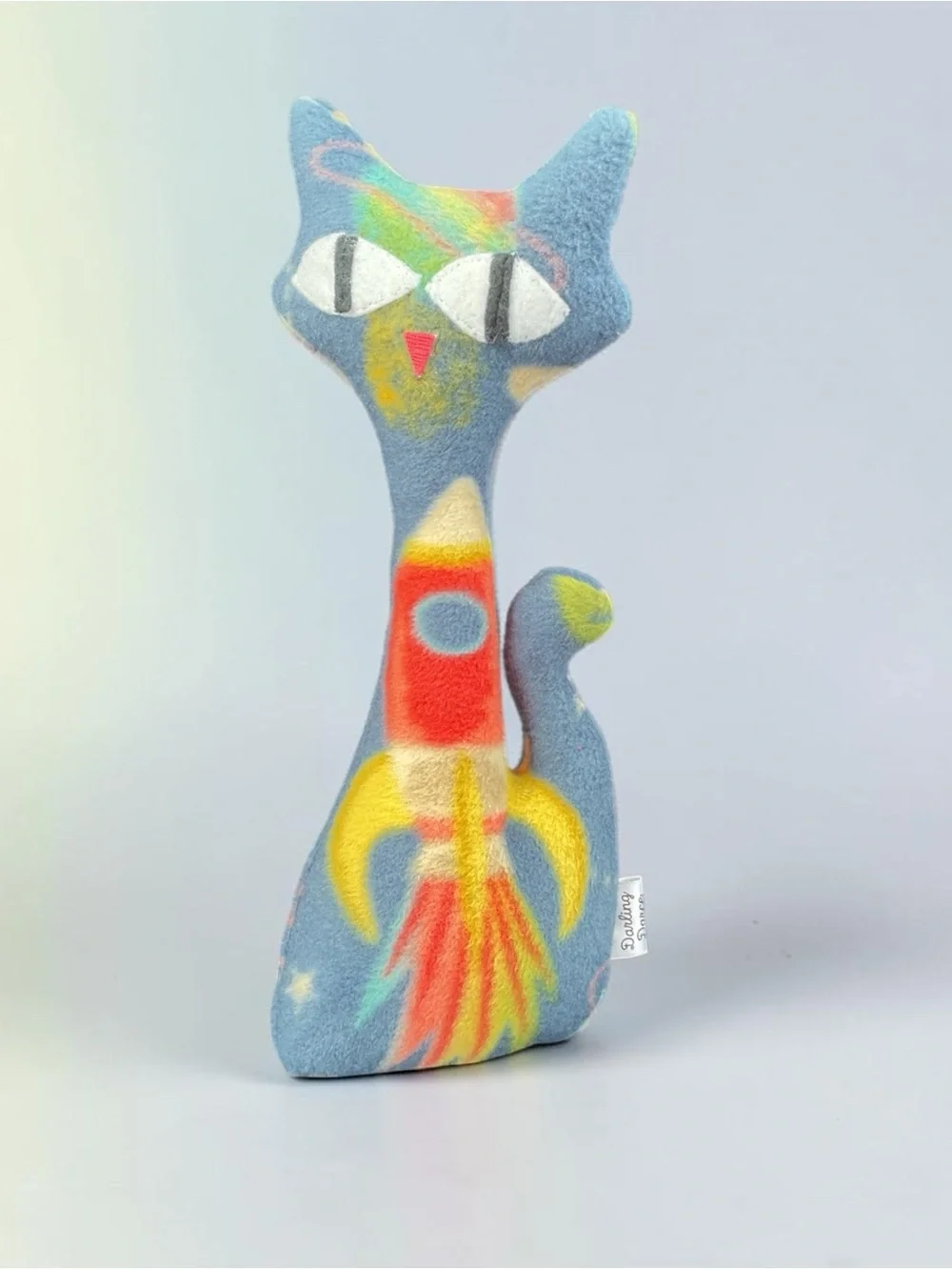 Colorful Rocket Cat Plush Toy - Blue Multicolor